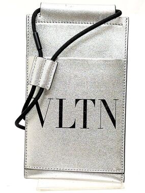 Valentino Garavani Silver Leather Card Holder